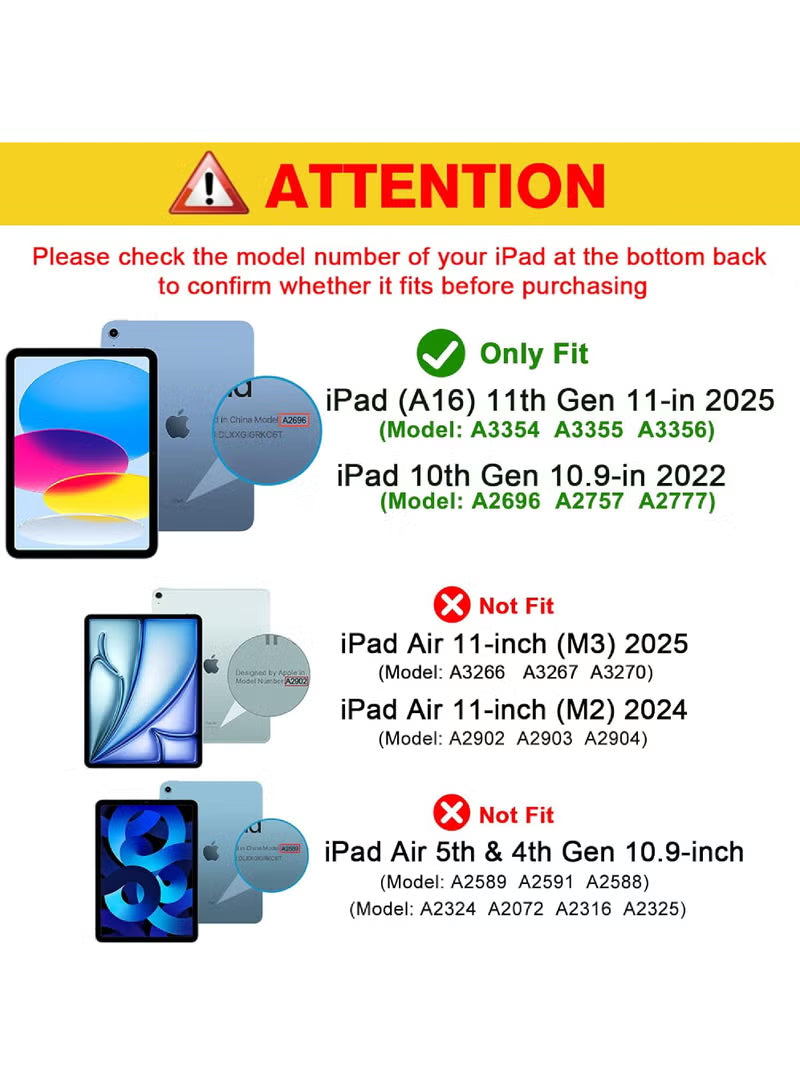 Case for iPad (A16) 11th 11 inch 2025 Gen iPad 11 Case/Case For iPad 10th Gen Case 2022 iPad 10 Case Trifold Stand Clear Transparent Shell Back with Pencil Holder Smart Cover for 11" iPad 11th 2025/10.9"iPad 10th Gen 2022