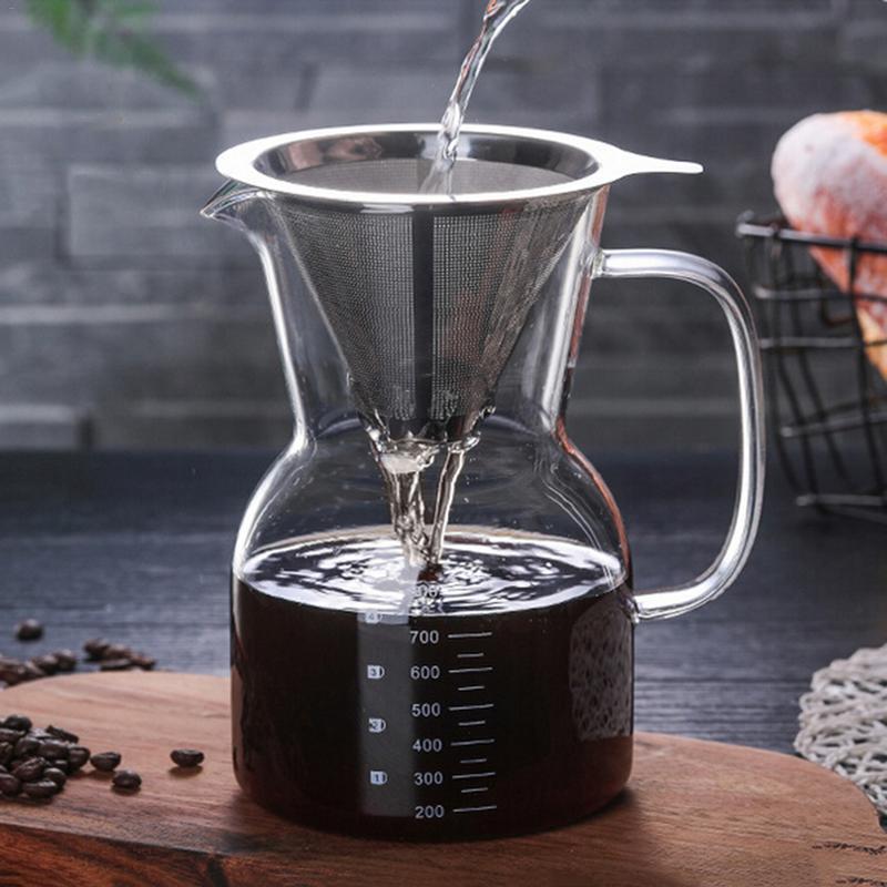 Glass Kettle with Stainless Steel Filter Drip Hot Brewer