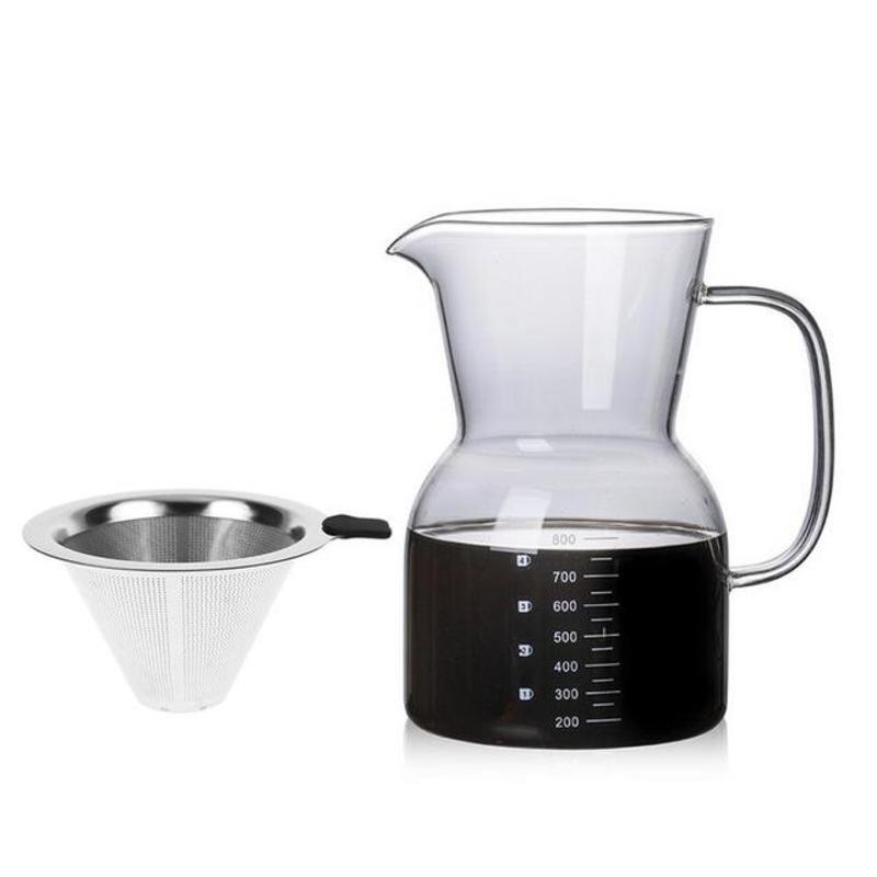 Glass Kettle with Stainless Steel Filter Drip Hot Brewer