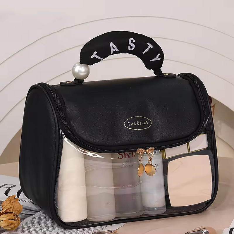 Portable Toiletries Makeup Bag Convenient Hook High-Capacity Wash Bag for Travel PVC Handheld Storage Bag