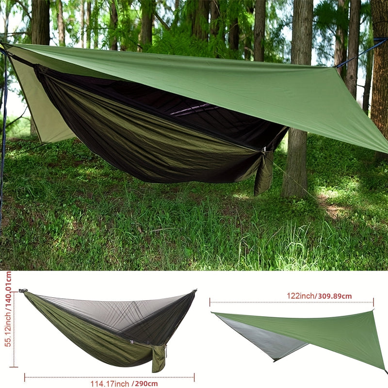 Camping Hammock with Mosquito Net & Rain Fly, 440lbs Portable Hammock for Outdoor Hiking