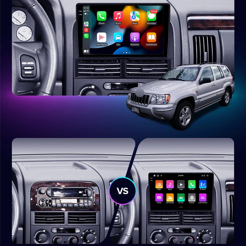 RoverOne Car Stereo Radio Bluetooth CarPlay GPS Navigation for Jeep Grand Cherokee II WJ 1998 - 2004