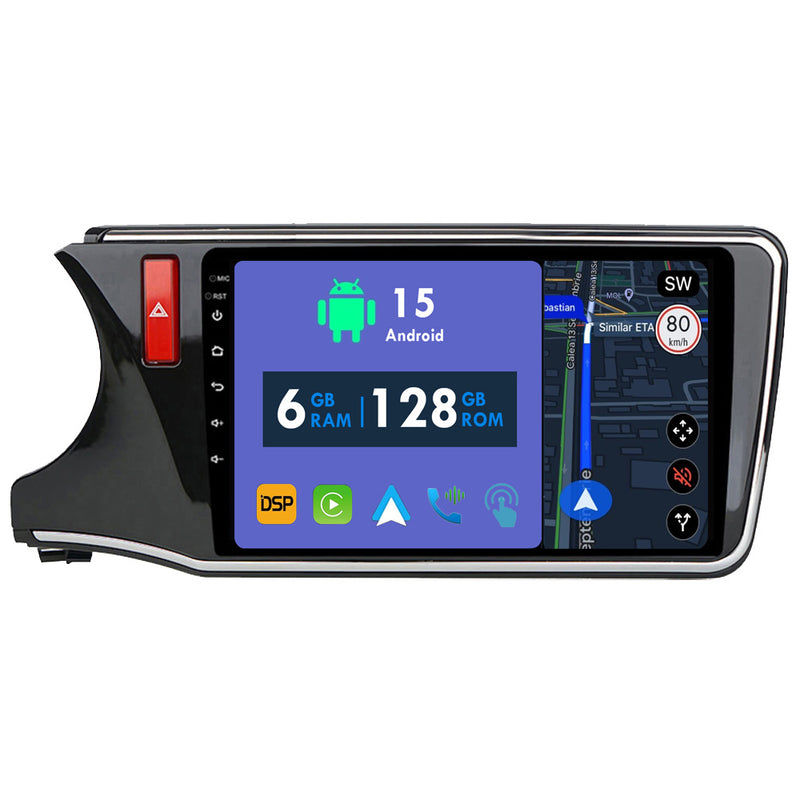 RoverOne Car Stereo Radio Bluetooth CarPlay GPS Navigation for Honda City 2014 - 2017