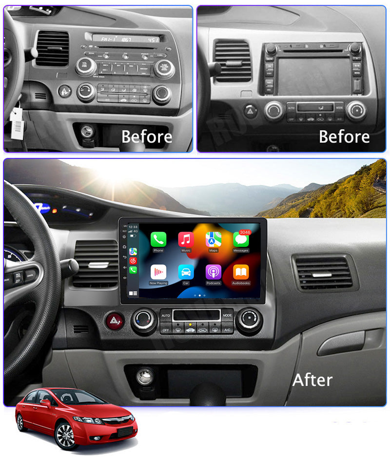 RoverOne Car Stereo Radio Bluetooth CarPlay GPS Navigation for Honda Civic 8 FK FN FD 2005 - 2012
