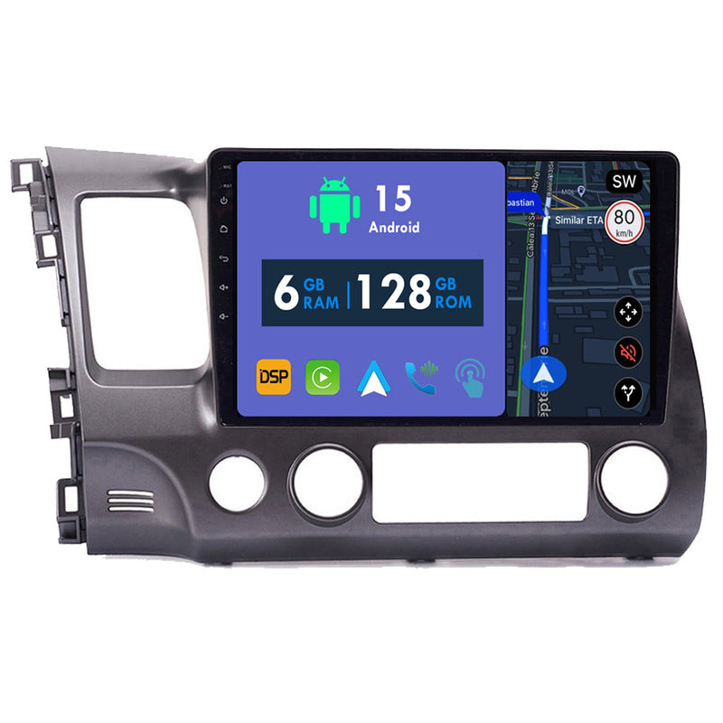 RoverOne Car Stereo Radio Bluetooth CarPlay GPS Navigation for Honda Civic 8 FK FN FD 2005 - 2012