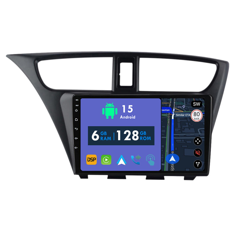RoverOne Car Stereo Radio Bluetooth CarPlay GPS Navigation for Honda Civic Hatchback 2006 - 2012
