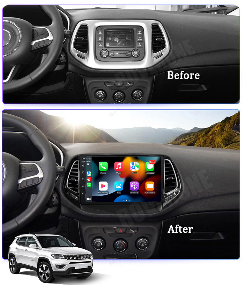 RoverOne Car Stereo Radio Bluetooth CarPlay GPS Navigation for Jeep Compass 2 MP 2016 - 2018
