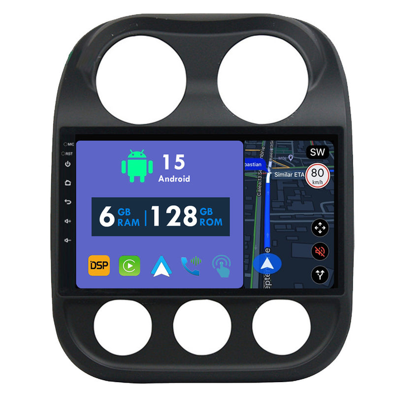 RoverOne Car Stereo Radio Bluetooth CarPlay GPS Navigation for Jeep Compass 1 MK 2009 - 2015
