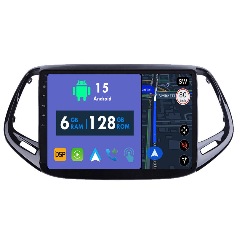 RoverOne Car Stereo Radio Bluetooth CarPlay GPS Navigation for Jeep Compass 2 MP 2016 - 2018