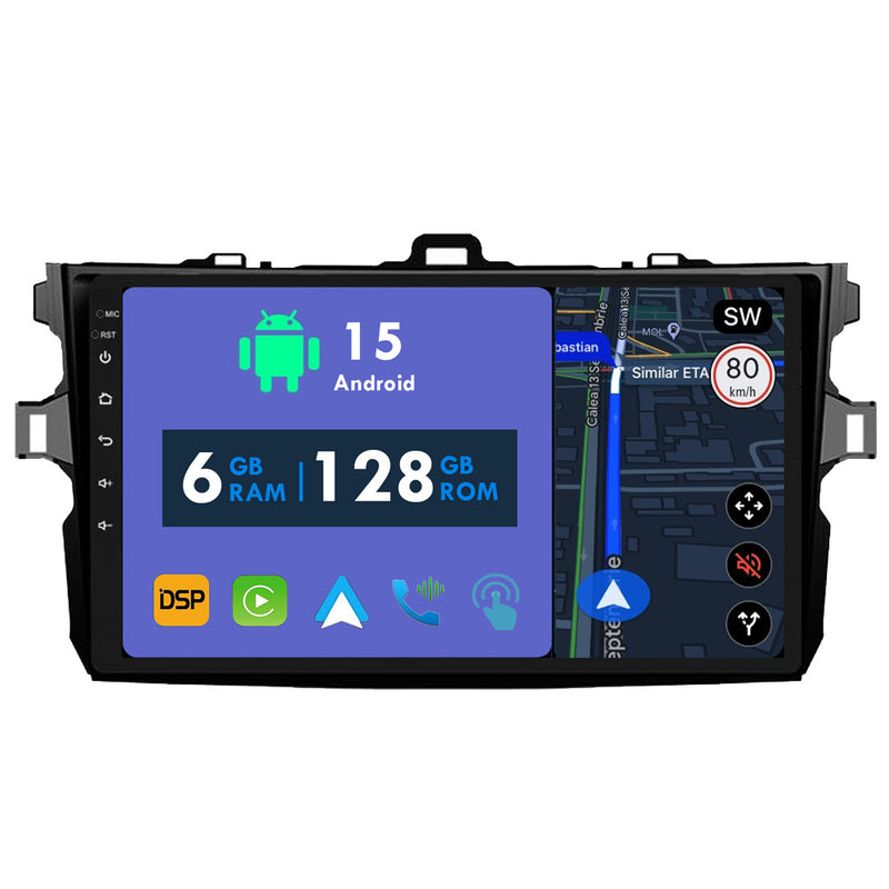 RoverOne Car Stereo Radio Bluetooth CarPlay GPS Navigation for Toyota Corolla 10 E140 E150 2006 - 2013