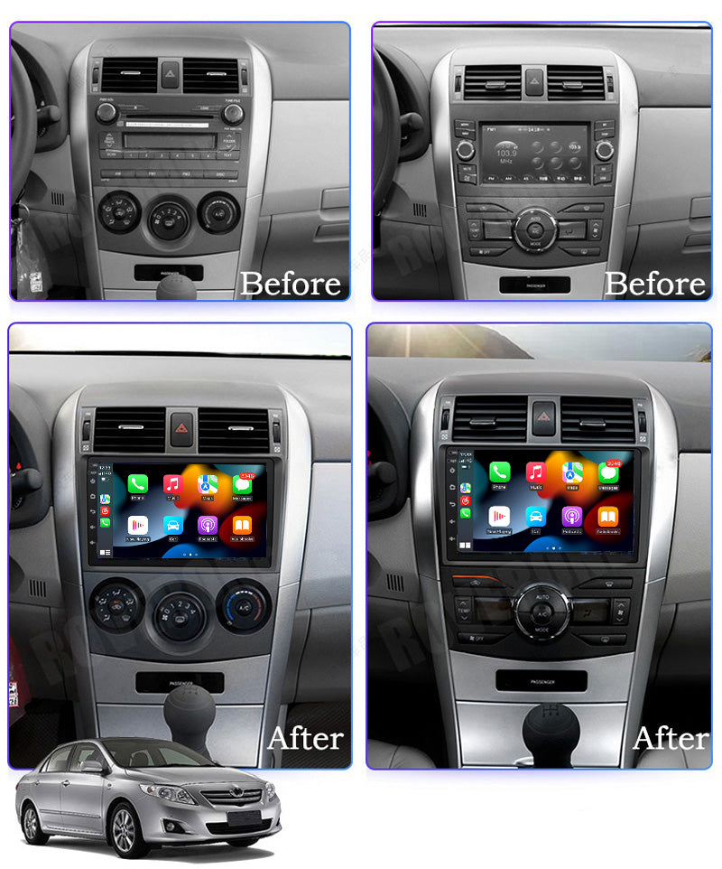 RoverOne Car Stereo Radio Bluetooth CarPlay GPS Navigation for Toyota Corolla 10 E140 E150 2006 - 2013