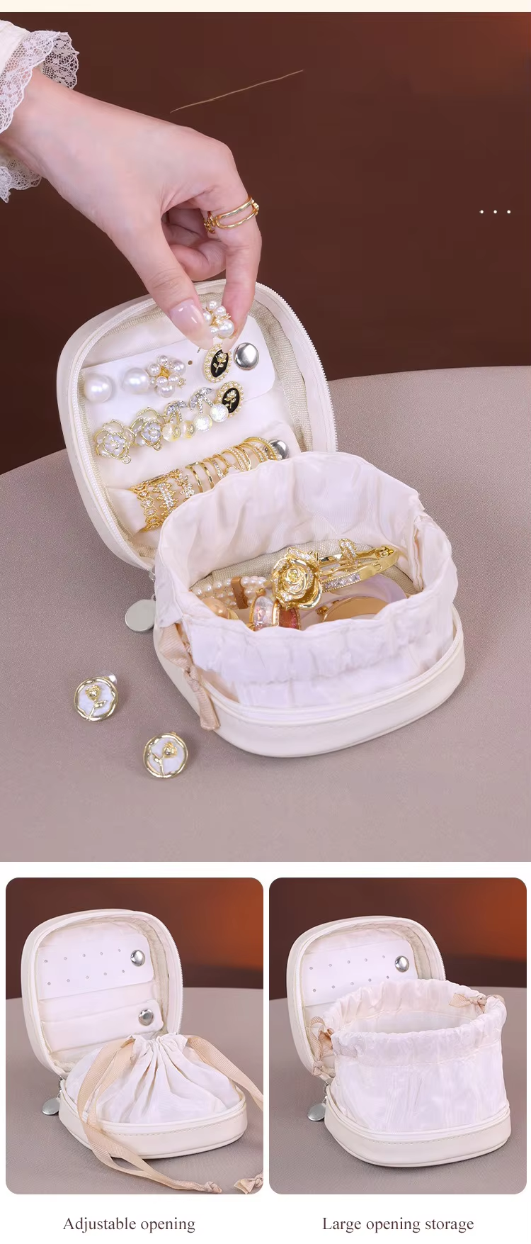 Leather Earrings Rings Necklaces Travel Jewelry Boxes Square Style PU Leather Portable Jewelry Storage case