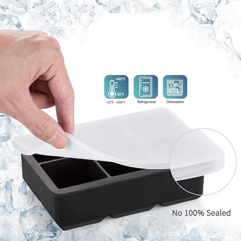 Ice cube tray, 3 silicone ice cube trays with lids, spherical ice mould