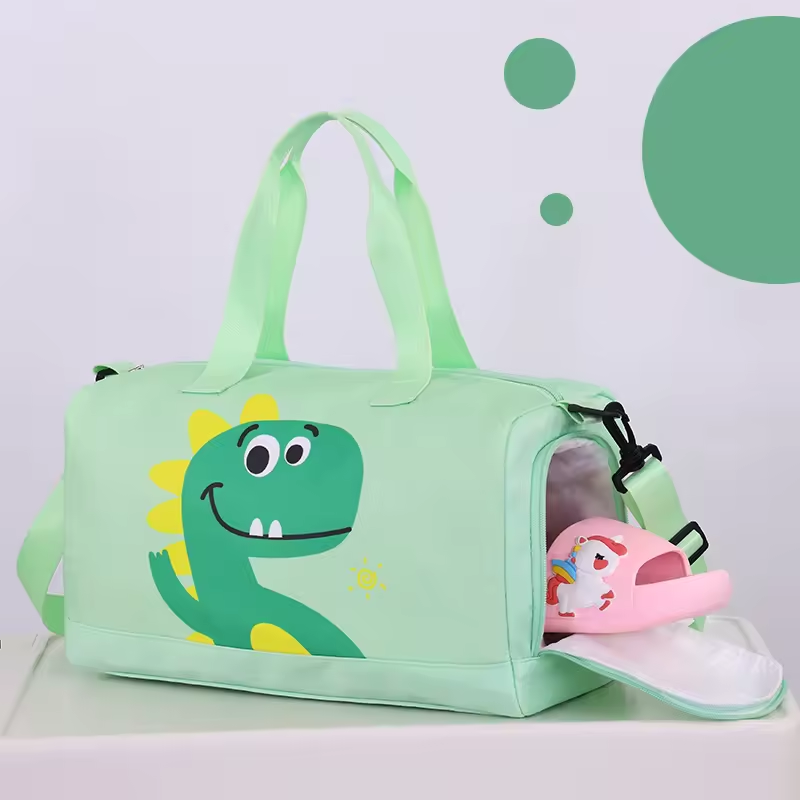 Kids Waterproof Swimming Backpack Colorful Cartoon Design Wet Dry Pockets Separate Shoe Storage Lightweight Beach Bag