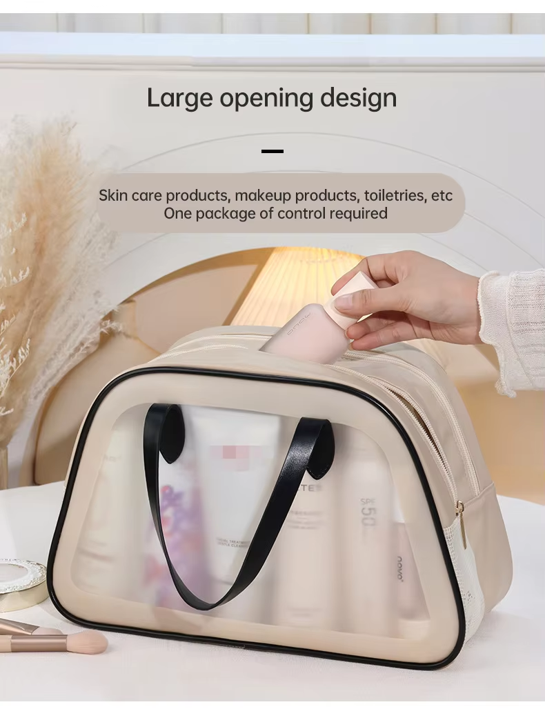 Large-Capacity PVC Zipper Wet/Dry Separation Cosmetic Bag Travel Portable Bathing & Cosmetics Toiletries Storage Pouch