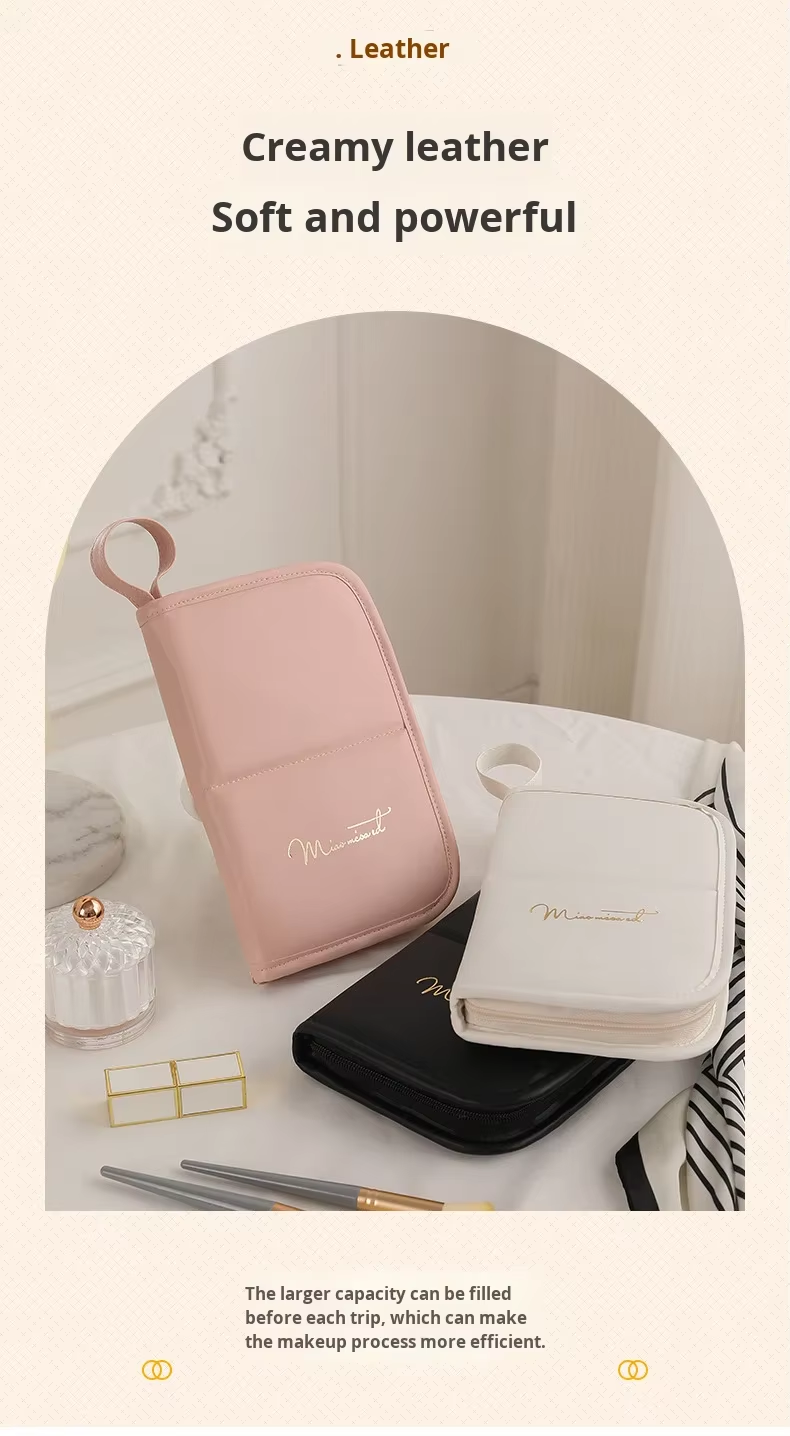Waterproof Makeup Bag Foldable Travel Cosmetic Organizer with Brush Holder
