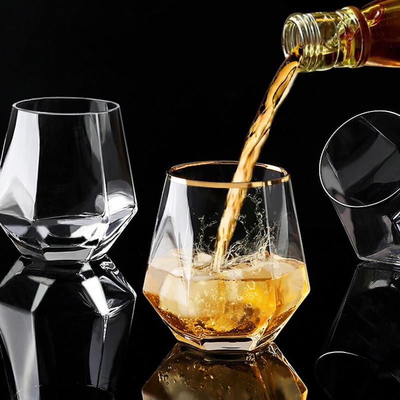 Hexagon Diamond Transparent Glass Whisky Glass Coctail Glass B