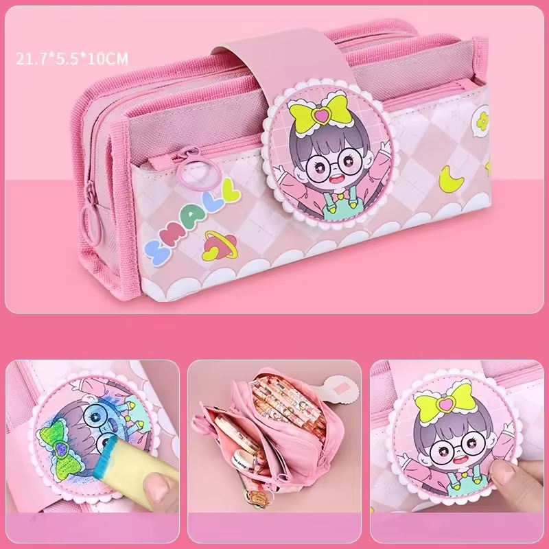 Skyward Multi-layer Cartoon Fabric Pencil Case Large Capacity Storage Multifunctional Student