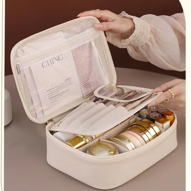 New Product Freely Split Towel Zipper Large Capacity High-End Feel Multi-Functional Cosmetic Organizer Bag Niche