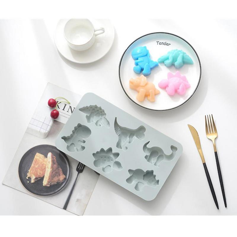 6 Holes Cute Dinosaur Silicone Soap Mold For Chocolate Cake