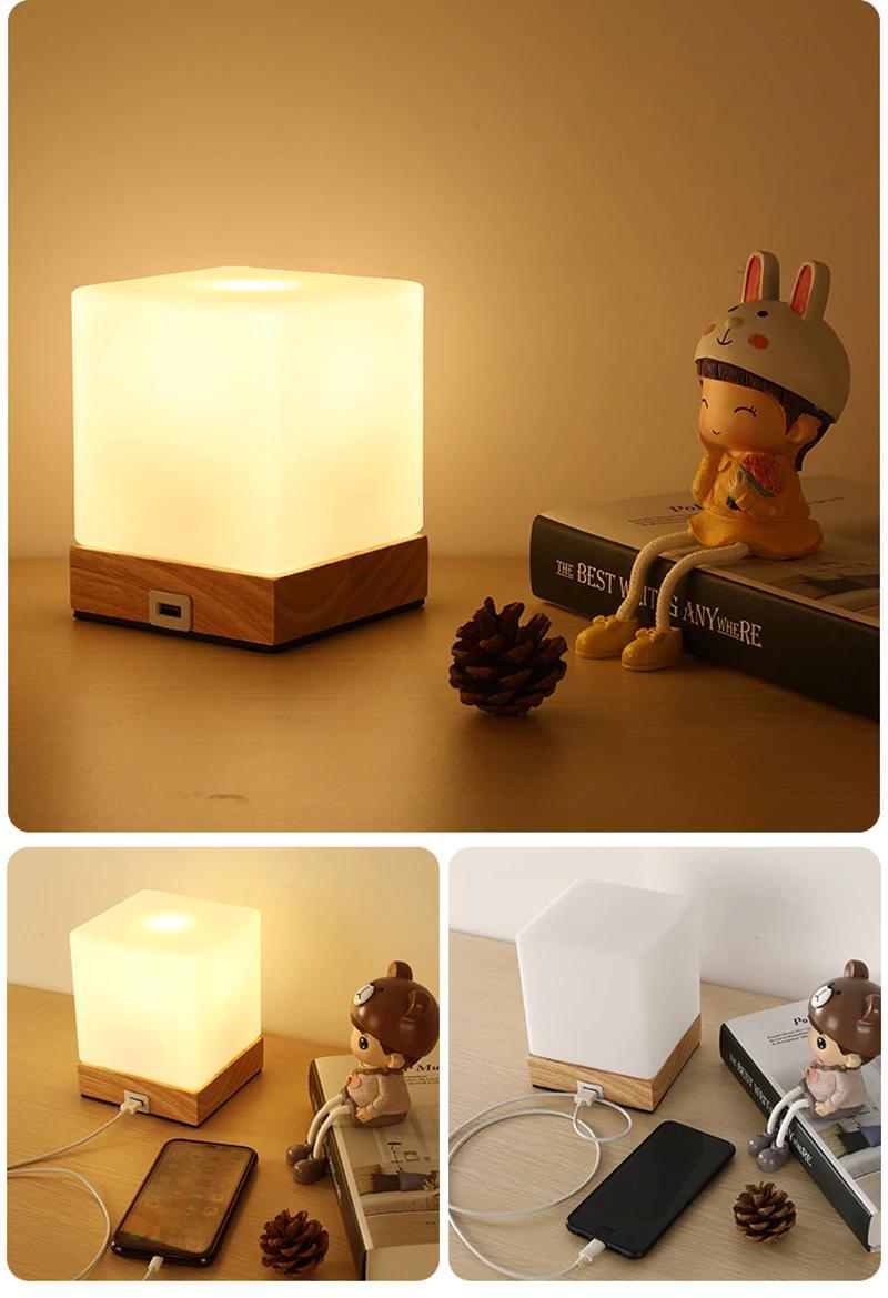 Night Lamps with USB Charging Ports, Vintage Style Table Lamp