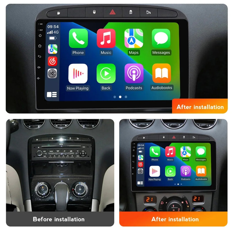 RoverOne Car Stereo Radio Bluetooth CarPlay GPS Navigation for Peugeot RCZ 308 SW 2007 - 2015 408 2012 - 2020