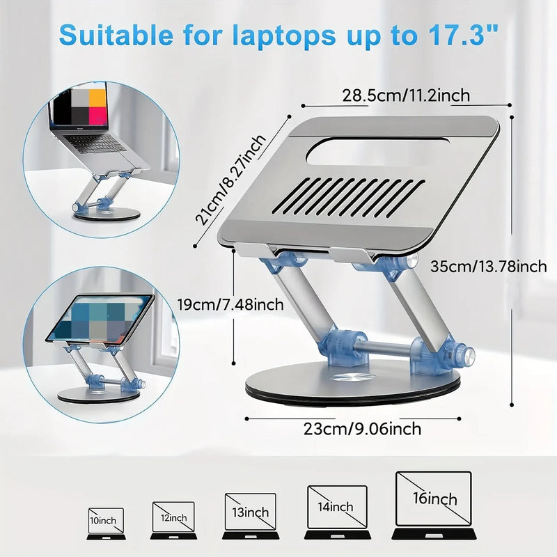 360° Rotatable Adjustable Tablet Stand, Aluminum Alloy Foldable Phone Holder with Multi-Angle Adjustment, Compatible with 4.7-12.9 Inch Devices