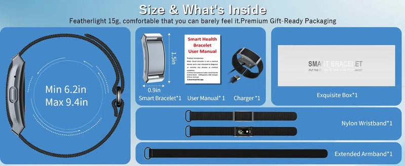 Long Battery Life Smart Health Band, Sleep Monitor, Step Counter, Call & Message Alert, Fitness Tracker for Workout