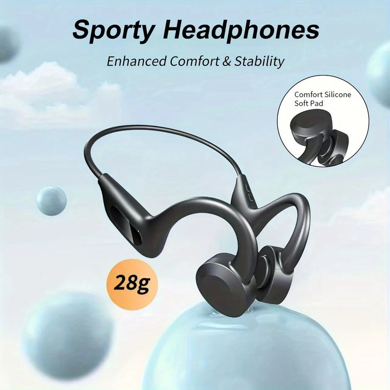 Open Ear Bone Conduction Headphones, Wireless Bluetooth 5.3 Earphones with 6-8H Battery, Noise Cancelling for Sports, Running, Gym