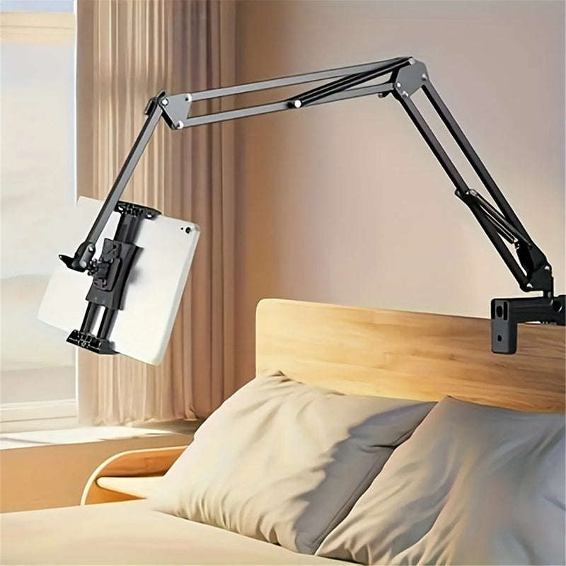 Adjustable Overhead Tablet Stand, 360° Rotating Foldable Arm Phone Holder, Desk Mount for 4.7-12.9" Phones & Tablets