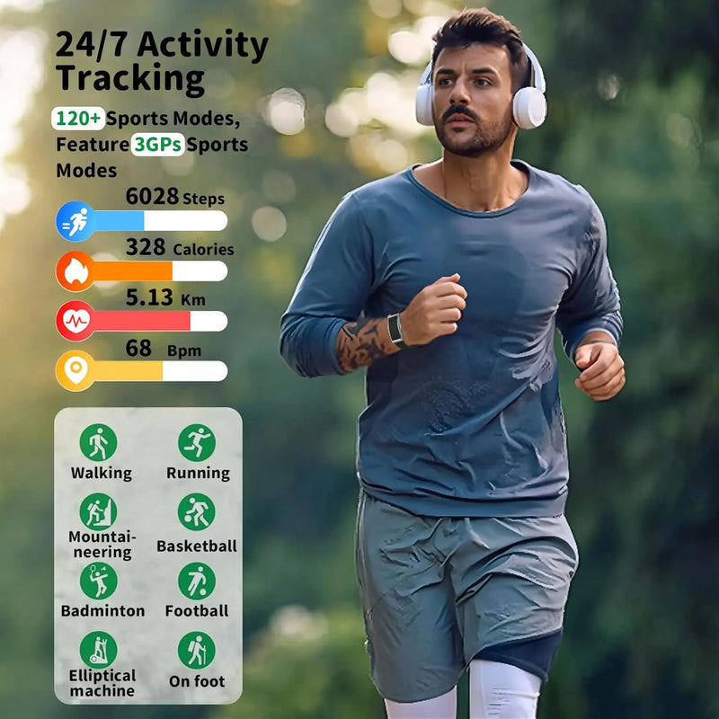 Long Battery Life Smart Health Band, Sleep Monitor, Step Counter, Call & Message Alert, Fitness Tracker for Workout