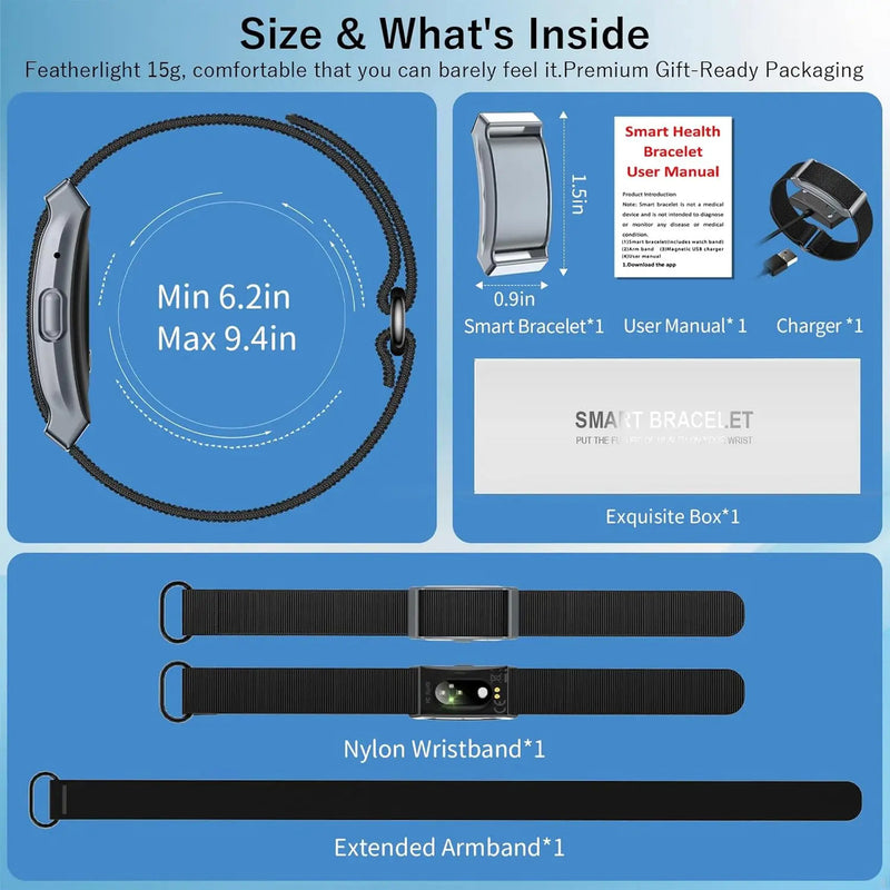Long Battery Life Smart Health Band, Sleep Monitor, Step Counter, Call & Message Alert, Fitness Tracker for Workout