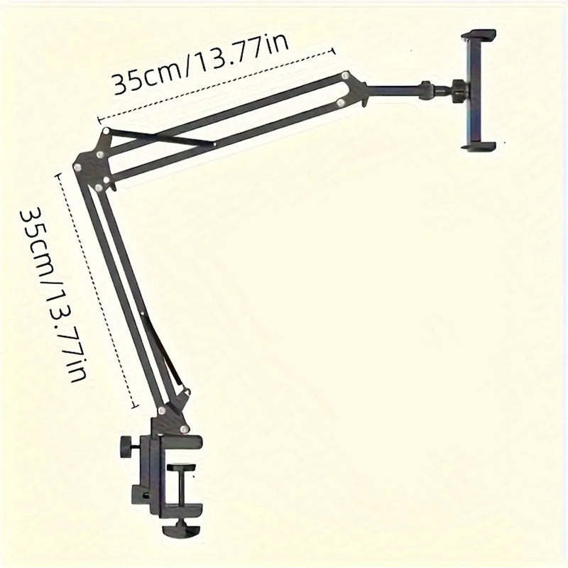 Adjustable Overhead Tablet Stand, 360° Rotating Foldable Arm Phone Holder, Desk Mount for 4.7-12.9" Phones & Tablets
