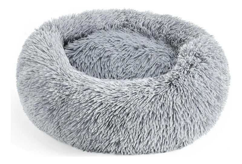 50cm Calming Donut Dog Bed, Fluffy Plush Round Cat Bed with Anti-Slip Bottom, Washable Pet Bed for Small Dogs and Cats