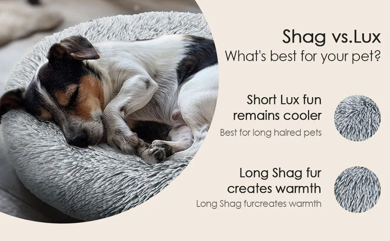 50cm Calming Donut Dog Bed, Fluffy Plush Round Cat Bed with Anti-Slip Bottom, Washable Pet Bed for Small Dogs and Cats