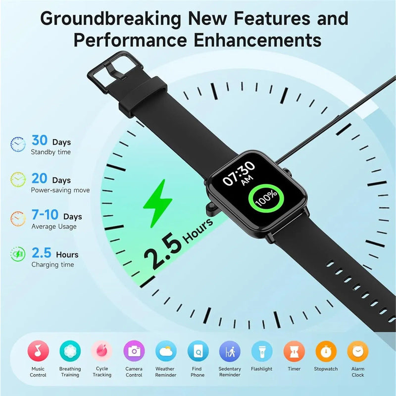Fitness Tracker Smart Watch with Bluetooth Call, 1.8" HD Screen, 101+ Sports Modes, Heart Rate Monitor, Alexa Voice Assistant, IP68 Waterproof