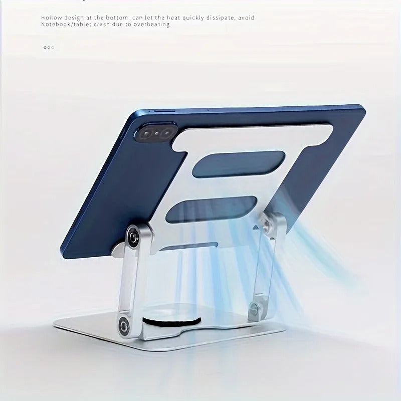 360° Rotatable Adjustable Tablet Stand, Aluminum Alloy Foldable Phone Holder with Multi-Angle Adjustment, Compatible with 4.7-12.9 Inch Devices