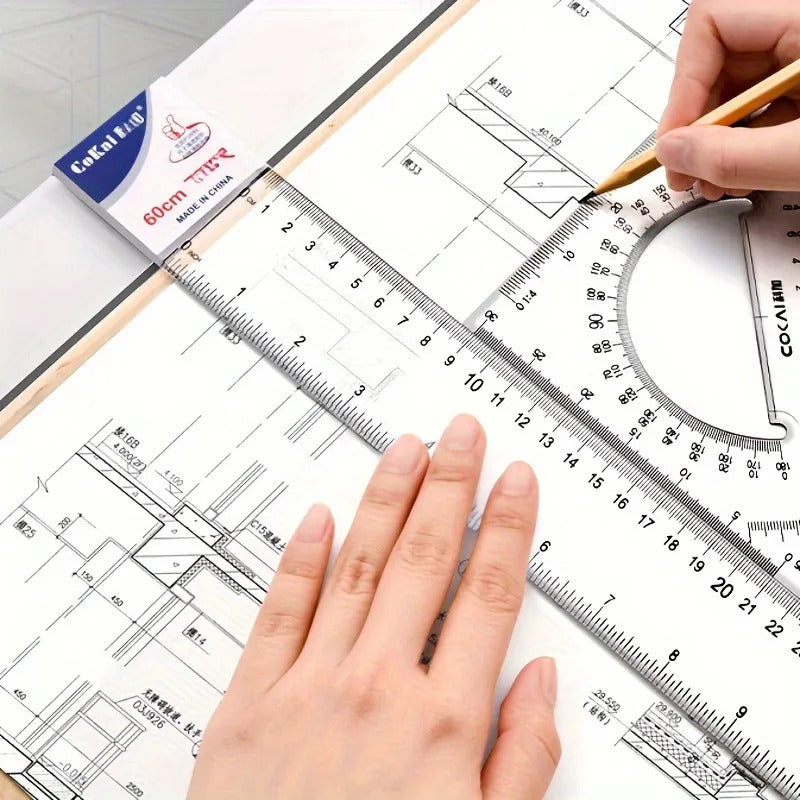 Professional Drafting Drawing Tool Set with Zipper Case, Complete Geometry Kit for Students, Engineers, Architects