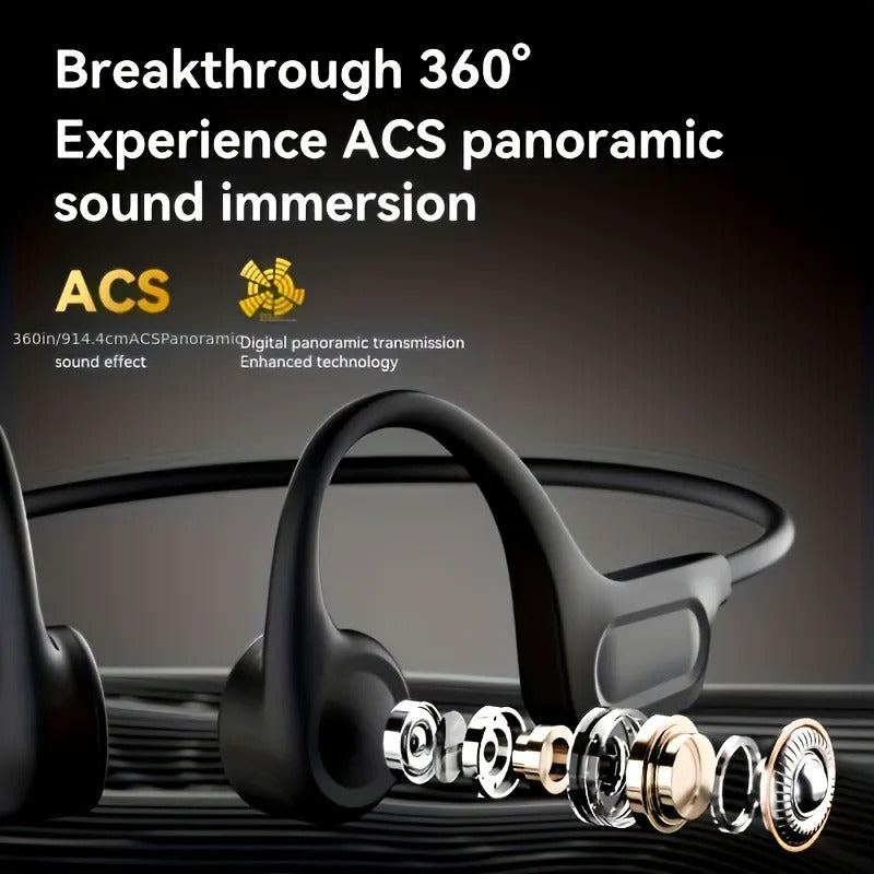 Open Ear Bone Conduction Headphones, Wireless Bluetooth 5.3 Earphones with 6-8H Battery, Noise Cancelling for Sports, Running, Gym