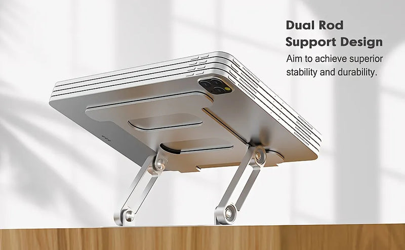 360° Rotatable Adjustable Tablet Stand, Aluminum Alloy Foldable Phone Holder with Multi-Angle Adjustment, Compatible with 4.7-12.9 Inch Devices