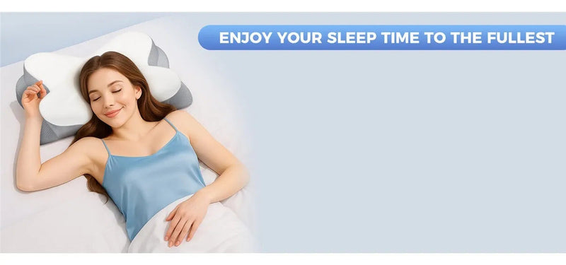 Ergonomic Butterfly Memory Foam Neck Pillow for Neck Pain Relief, Cervical Pillow for Side Back Stomach Sleepers, Washable Pillowcase