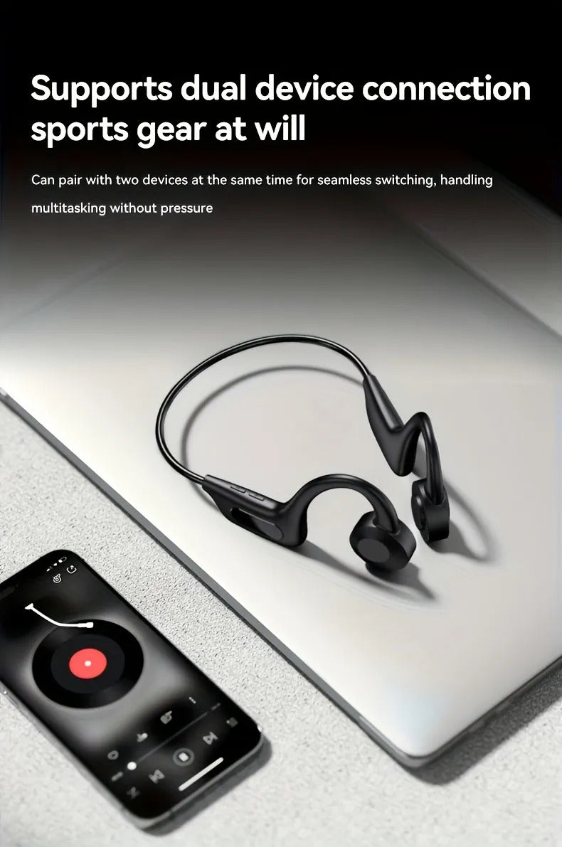 Open Ear Bone Conduction Headphones, Wireless Bluetooth 5.3 Earphones with 6-8H Battery, Noise Cancelling for Sports, Running, Gym