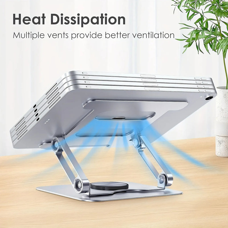 360° Rotatable Adjustable Tablet Stand, Aluminum Alloy Foldable Phone Holder with Multi-Angle Adjustment, Compatible with 4.7-12.9 Inch Devices