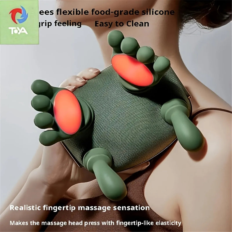 Hand-Shaped Neck and Shoulder Massager with Heat, 6-Finger Simulated Hand Massage, Cordless Deep Tissue Massager for Pain Relief