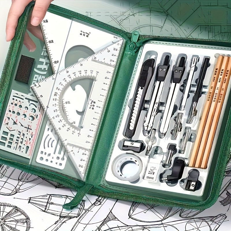 28Pcs Professional Drafting Kit, Engineering Drawing Tools Set with Zipper Case for Students, Architects