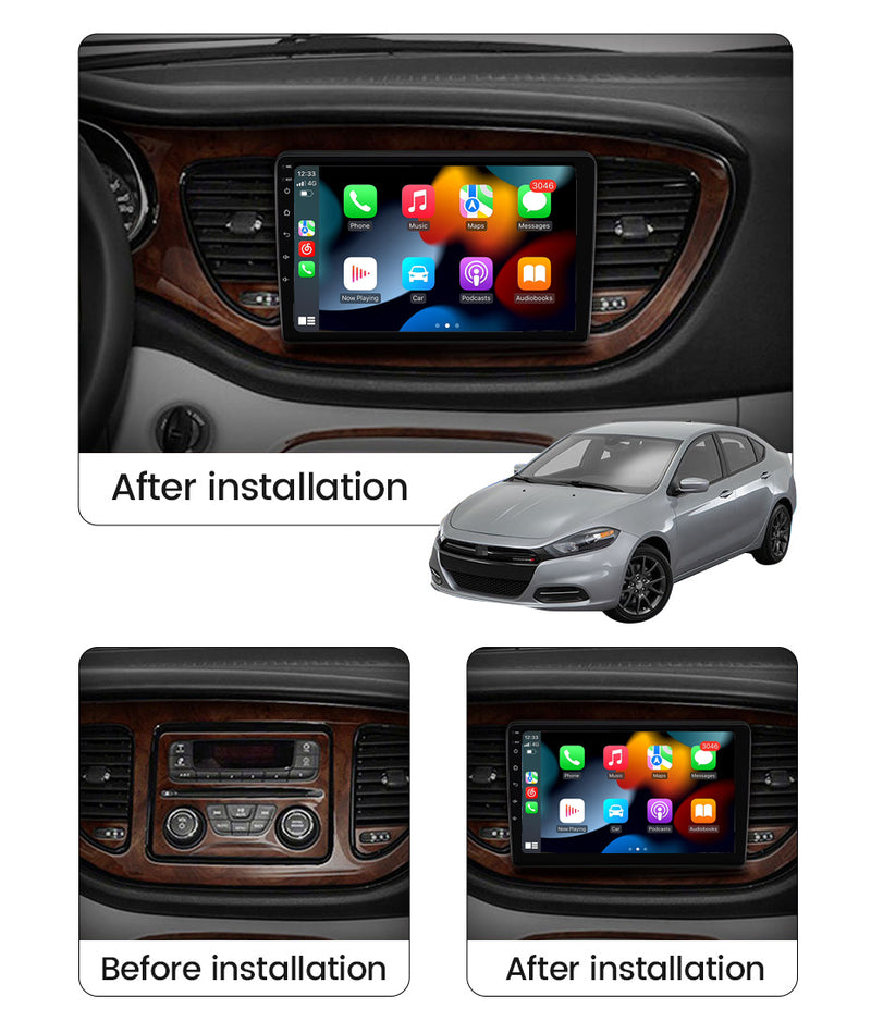 RoverOne Car Stereo Radio Bluetooth CarPlay GPS Navigation for Dodge Dart 2012 - 2016