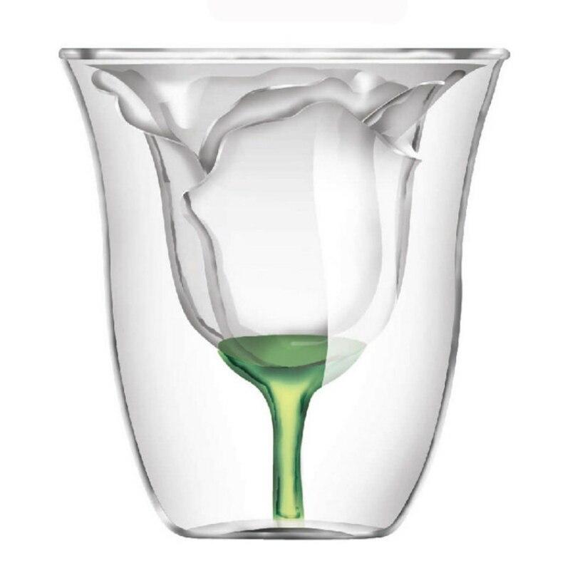 Rose Shape Double Wall Wine Glass Cocktail