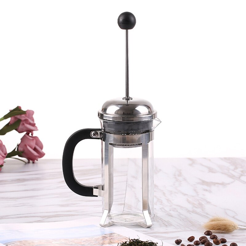 Stainless steel glass 350ml french filter coffee pot tea pot coffee po