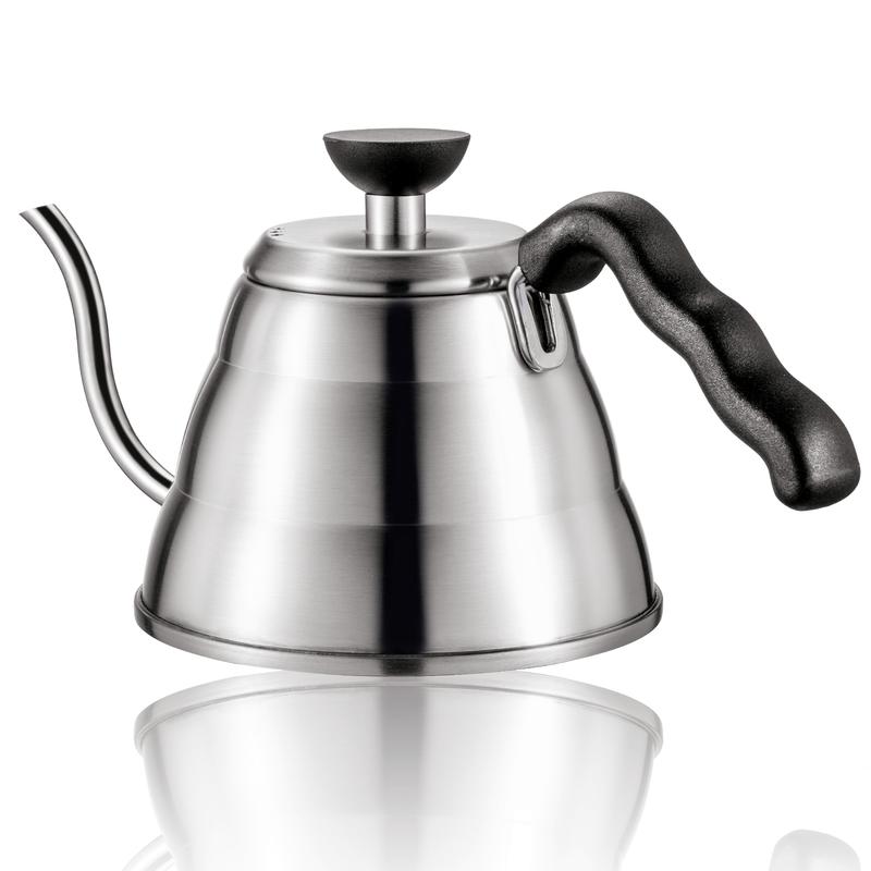 Stainless steel coffee kettle 1.2 l with temperature narrow