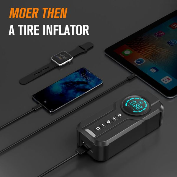 4In1 Car Emergency Booster, Tire Inflator, Power Bank, Flashlight & Glove
